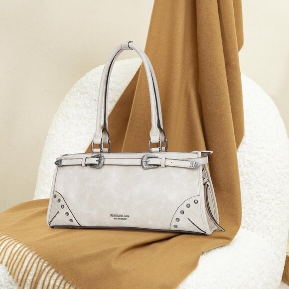 Women's Large Shoulder Vintage Vegan Leather Work Tote Trendy Top Handle Bag - Picture 7 of 7